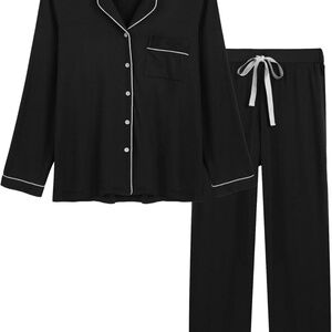 Joyaria Black Long Sleeve Pajama Set Women's L